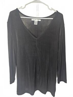 Kiara Black Long Sleeve V-Neck Top XL